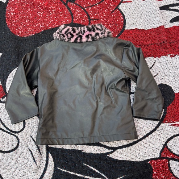 VINTAGE PARK BENCH KIDS BLACK LEOPARD FUR KITTY PATCH JACKET SIZE 3T - Picture 6 of 7